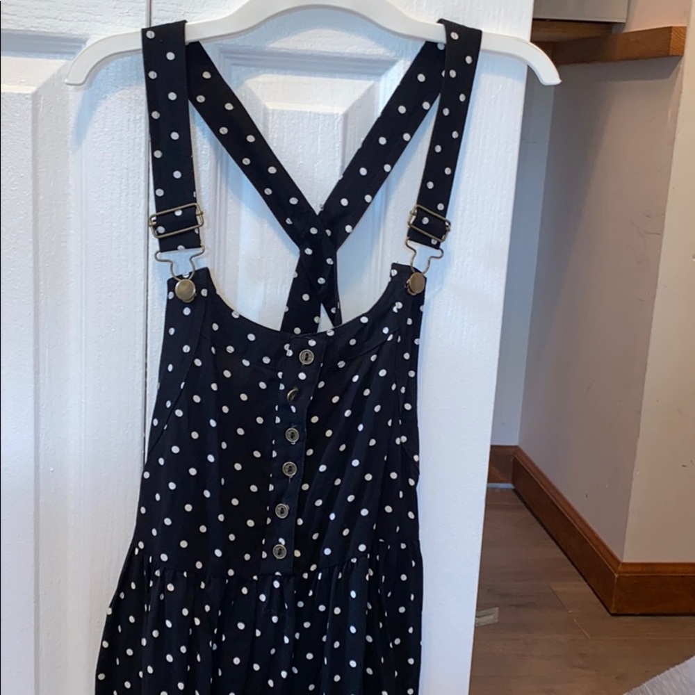 black and white overalls